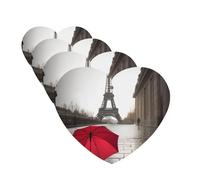 4 ambientadores colgantes para coche, con fragancia, tarjetas perfumadas en forma de corazón, tabletas de aromaterapia para coche, torre Eiffel, calle París, paraguas rojo, ambientador de coche para