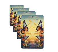 4 ambientadores colgantes para coche, tarjetas aromáticas de fragancia, rectangulares, tabletas de aromaterapia, mariposas de vuelo, ambientador de coche para espejo interior de coche, colgante de