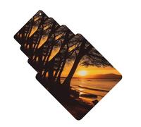 4 ambientadores colgantes para coche, tarjetas aromáticas de fragancia, tabletas cuadradas de aromaterapia, árboles, puesta de sol, ambientador de coche para el interior del coche, colgante de espejo