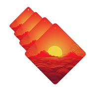 4 ambientadores colgantes para coche, tarjetas aromáticas de fragancia, tabletas cuadradas de aromaterapia para coche, ambientador de coche rojo amanecer para el interior del coche, colgante de espejo