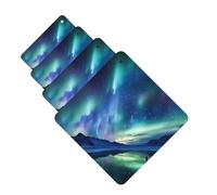 4 ambientadores colgantes para coche, tarjetas aromáticas de fragancia, tabletas cuadradas de aromaterapia para coche, luces del norte, ambientador de coche para espejo interior de coche, colgante de