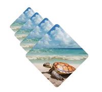 4 ambientadores colgantes para coche, tarjetas aromáticas de fragancia, tabletas cuadradas de aromaterapia para coche, tortugas marinas, estrellas de mar, ambientador de coche para espejo interior de