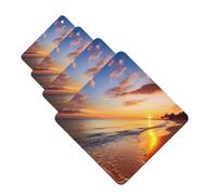 4 ambientadores colgantes para coche, tarjetas aromáticas de fragancia, tabletas cuadradas de aromaterapia para coche, hermoso amanecer tropical en la playa, ambientador de coche para el interior del