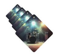 4 ambientadores colgantes para coche, tarjetas aromáticas de fragancia, tabletas cuadradas de aromaterapia, banda de rock, ambientador de coche para espejo interior de coche, colgante de regalo