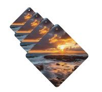 4 ambientadores colgantes para coche, tarjetas aromáticas de fragancia, tabletas cuadradas de aromaterapia, atardecer, nubes, costa, Hawaii, ambientador de coche para el interior del coche, colgante