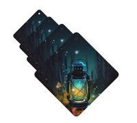 4 ambientadores colgantes para coche, tarjetas aromáticas de fragancia, tabletas cuadradas de aromaterapia para coche, luciérnagas y linterna, ambientador de coche para espejo interior de coche,