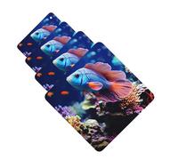 4 ambientadores colgantes para coche, tarjetas aromáticas de fragancia, tabletas cuadradas de aromaterapia para coche, arrecife de coral, peces, acuario, ambientador de coche para espejo interior de