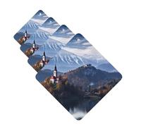 4 ambientadores colgantes para coche, tarjetas aromáticas de fragancia, tabletas cuadradas de aromaterapia, Eslovenia, el país de las maravillas, ambientador de coche para espejo interior de coche,