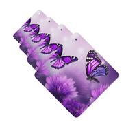 4 ambientadores colgantes para coche, tarjetas aromáticas de fragancia, tabletas cuadradas de aromaterapia para coche, flores moradas, mariposas, ambientador de coche para espejo interior de coche,