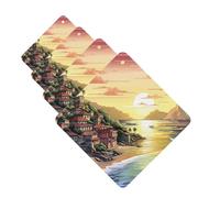 4 ambientadores colgantes para coche, tarjetas aromáticas de fragancia, tabletas cuadradas de aromaterapia para coche, paisaje costero, ambientador de coche para espejo interior de coche, colgante de