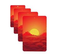 4 ambientadores colgantes para coche, tarjetas aromáticas de fragancia, tabletas rectangulares de aromaterapia para coche, ambientador de coche rojo amanecer para el interior del coche, colgante de