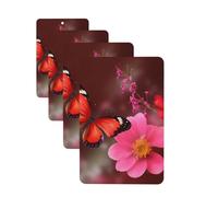 4 ambientadores colgantes para coche, tarjetas aromáticas de fragancia, tabletas rectangulares de aromaterapia para coche, flores rojas y mariposas, ambientador de coche para el interior del coche,
