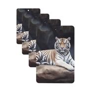 4 ambientadores colgantes para coche, tarjetas aromáticas de fragancia, tabletas rectangulares de aromaterapia para coche, diseño de tigre sentado en roca, ambientador de coche para interior de coche,