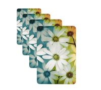 4 ambientadores colgantes para coche, tarjetas aromáticas de fragancia, tabletas rectangulares de aromaterapia para coche, flores de margaritas en diferentes características enmarcadas, ambientador de
