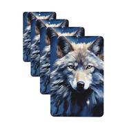 4 ambientadores colgantes para coche, tarjetas aromáticas de fragancia, tabletas rectangulares de aromaterapia para coche, cabeza de lobo sobre fondo azul, ambientador de coche para espejo interior de