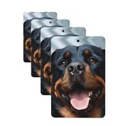 4 ambientadores colgantes para coche, tarjetas aromáticas de fragancia, tabletas rectangulares de aromaterapia para coche, rottweiler, cabeza de lengua, ambientador de coche para espejo interior de