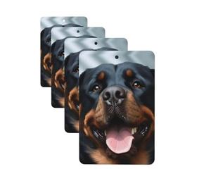4 ambientadores colgantes para coche, tarjetas aromáticas de fragancia, tabletas rectangulares de aromaterapia para coche, rottweiler, cabeza de lengua, ambientador de coche para espejo interior de