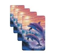 4 ambientadores colgantes para coche, tarjetas aromáticas, rectangulares, aromaterapia, tabletas, delfines, arte de coche, para espejo interior, regalo