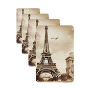4 ambientadores colgantes para coche, tarjetas aromáticas, rectangulares, tabletas de aromaterapia para coche, vintage, Torre Eiffel de París, mariposa, ambientador para coche, espejo interior,