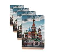 4 ambientadores colgantes para coche, tarjetas aromáticas, rectangulares, tabletas de aromaterapia para coche, catedral de San Basilio, cuadrado rojo en Moscú, ambientador de coche para espejo