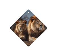 4 ambientadores colgantes para coche, tarjetas aromáticas y tabletas perfumadas. Dos leones. Ambientador colgante para espejo retrovisor interior para hombre y mujer.