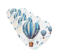 4 ambientadores colgantes para coche, tarjetas perfumadas con forma de corazón, tabletas de aromaterapia para coche, globo de aire caliente azul, para el interior del coche, colgante de espejo para