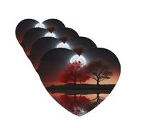 4 ambientadores colgantes para coche, tarjetas perfumadas con forma de corazón, tabletas de aromaterapia para coche, árbol rojo, lago, luna, ambientador de coche para interior de coche, colgante de