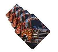 4 ambientadores colgantes para coche, tarjetas perfumadas, cuadradas, aromaterapia, camión de bomberos, para espejo interior, regalo