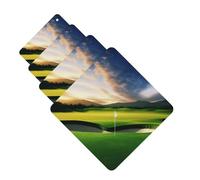 4 ambientadores colgantes para coche, tarjetas perfumadas, cuadradas, aromaterapia, campos de golf, para espejo interior, regalo