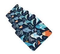 4 ambientadores colgantes para coche, tarjetas perfumadas, cuadradas, aromaterapia, tabletas, patrón de peces, ambientador de coche para espejo interior de coche, colgante de regalo