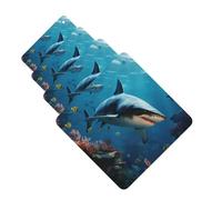 4 ambientadores colgantes para coche, tarjetas perfumadas, cuadradas, aromaterapia, tabletas, peces, tiburones, coral, para espejo interior, regalo
