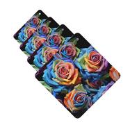4 ambientadores colgantes para coche, tarjetas perfumadas, cuadradas, para aromaterapia, rosas multicolor sobre fondo negro, para el interior del coche, colgante de espejo para el interior del coche,
