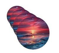 4 ambientadores colgantes para coche, tarjetas perfumadas de fragancia, forma redonda, tabletas de aromaterapia para coche, ambientador cálido crepúsculo para el interior del coche, colgante de espejo