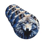 4 ambientadores colgantes para coche, tarjetas perfumadas de fragancia, forma redonda, tabletas de aromaterapia para coche, cabeza de lobo sobre fondo azul, ambientador de coche para espejo interior