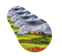 4 ambientadores colgantes para coche, tarjetas perfumadas de fragancia, forma redonda, tabletas de aromaterapia para coche, ambientador de primavera de Toscana, para espejo interior de coche, colgante