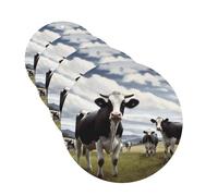 4 ambientadores colgantes para coche, tarjetas perfumadas de fragancia, forma redonda, tabletas de aromaterapia para coche, imágenes de vacas de granja, ambientador de coche para espejo interior de