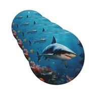 4 ambientadores colgantes para coche, tarjetas perfumadas de fragancia, forma redonda, tabletas de aromaterapia, peces, tiburones, coral, ambientador de coche para el interior del coche, colgante de