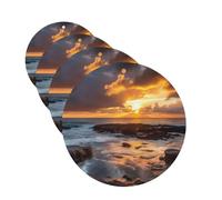 4 ambientadores colgantes para coche, tarjetas perfumadas de fragancia, forma redonda, tabletas de aromaterapia para coche, atardecer, nubes, costa, Hawaii, ambientador de coche para espejo interior