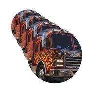 4 ambientadores colgantes para coche, tarjetas perfumadas de fragancia, forma redonda, tabletas de aromaterapia, camión de bomberos, ambientador de coche para espejo interior de coche, colgante de