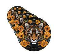 4 ambientadores colgantes para coche, tarjetas perfumadas de fragancia, forma redonda, tabletas de aromaterapia para coche, tigre y girasol sobre fondo negro, ambientador de coche para espejo interior