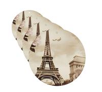 4 ambientadores colgantes para coche, tarjetas perfumadas de fragancia, forma redonda, tabletas de aromaterapia para coche, vintage, Torre Eiffel de París, mariposa, ambientador de coche para el