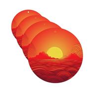 4 ambientadores colgantes para coche, tarjetas perfumadas de fragancia, forma redonda, tabletas de aromaterapia para coche, ambientador de coche rojo amanecer para el interior del coche, colgante de