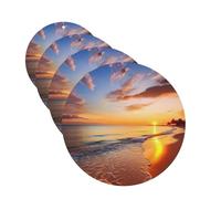 4 ambientadores colgantes para coche, tarjetas perfumadas de fragancia, forma redonda, tabletas de aromaterapia para coche, hermoso amanecer tropical en la playa, ambientador de coche para el interior