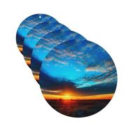 4 ambientadores colgantes para coche, tarjetas perfumadas de fragancia, forma redonda, tabletas de aromaterapia para coche, color azul atardecer, para espejo interior de coche, regalo