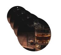 4 ambientadores colgantes para coche, tarjetas perfumadas de fragancia, forma redonda, tabletas de aromaterapia, cigarros y whisky, ambientador de coche para el interior del coche, colgante de espejo