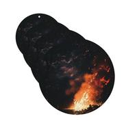 4 ambientadores colgantes para coche, tarjetas perfumadas de fragancia, forma redonda, tabletas de aromaterapia, fuego en la noche, ambientador de coche para interior de coche, colgante de espejo para