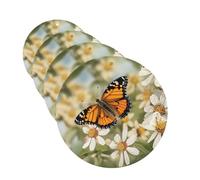 4 ambientadores colgantes para coche, tarjetas perfumadas de fragancia, forma redonda, tabletas de aromaterapia, primavera, mariposas, flores, ambientador de coche para el interior del coche, colgante