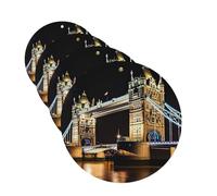 4 ambientadores colgantes para coche, tarjetas perfumadas de fragancia, forma redonda, tabletas de aromaterapia, noche, puente de la Torre de Londres, ambientador de coche para espejo interior de