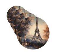 4 ambientadores colgantes para coche, tarjetas perfumadas de fragancia, forma redonda, tabletas de aromaterapia romántica de París, torre Eiffel, ambientador de coche para el interior del coche,