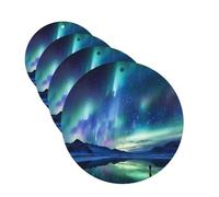 4 ambientadores colgantes para coche, tarjetas perfumadas de fragancia, forma redonda, tabletas de aromaterapia para coche, luces del norte, ambientador de coche para espejo interior de coche,